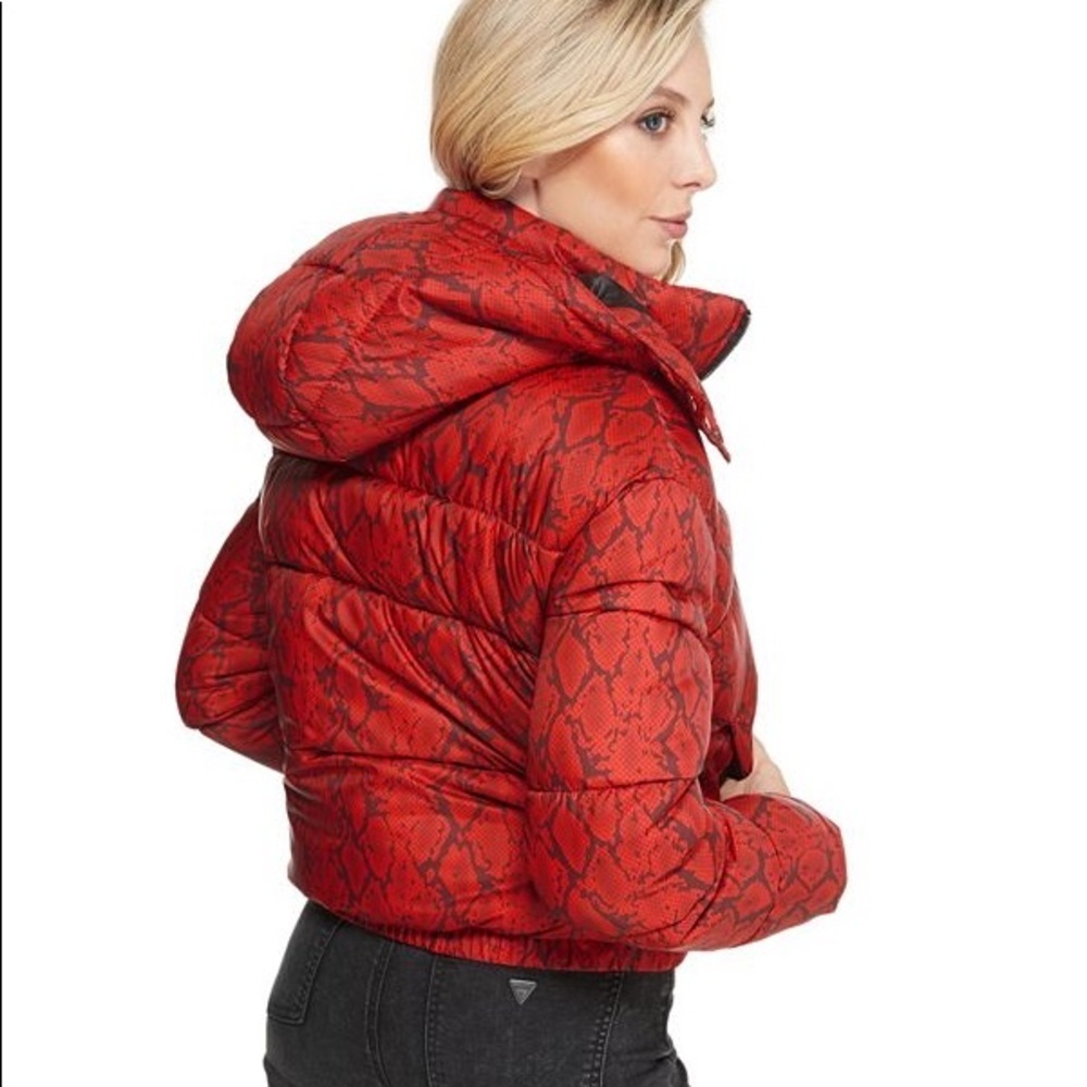 NEW GUESS Baddie Snake-Print Puffer Jacket - Picture 2 of 8